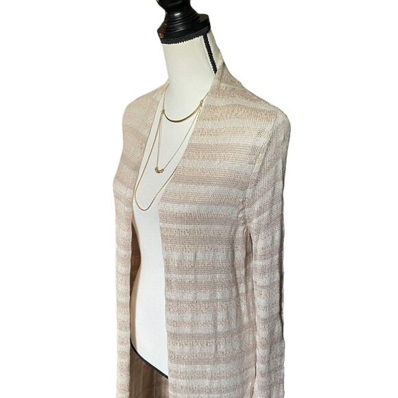 CHICOS Chico's KENNEDY Long CARDIGAN SWEATER Tan Beige SIZE 1 M 8 - Picture 5 of 12